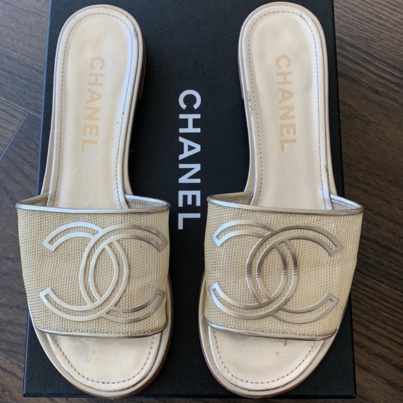 Chanel METALLIC GOLD SANDAL MULE 39 - Picture 5 of 7